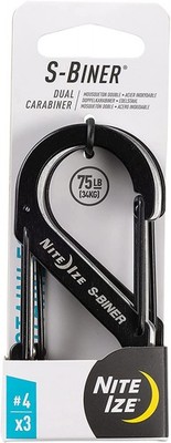 Nite Ize 3-Pack S-Biner Stainless Steel Dual Carabiner #4 - Black/S.S.