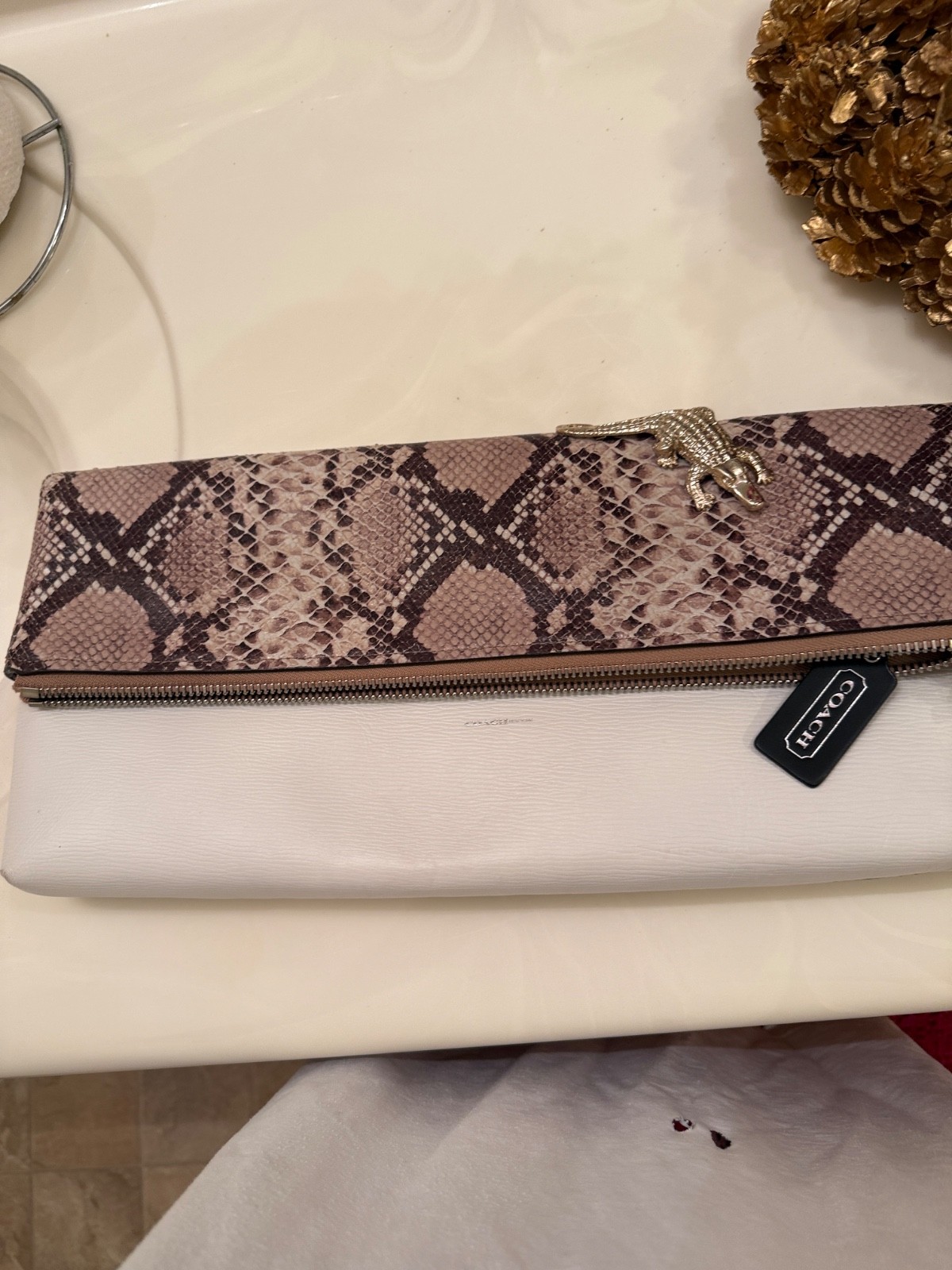 Coach The Clutchable Python Snake Embossed Leathe… - image 11