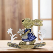 DIY Bead embroidery kit on wood Easter Bunny Craft gift