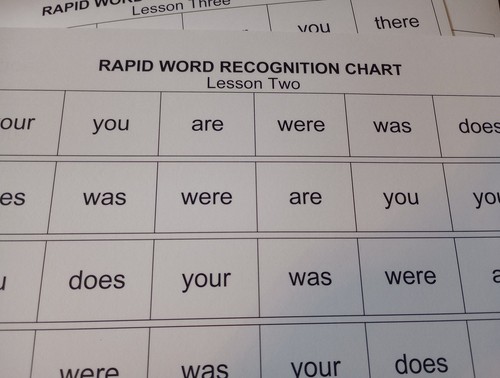 New Rapid Word Cards Recognition Chart Lessons 1-75. K-12th -30 Words Per Card - Picture 2 of 5