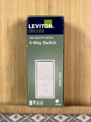 LEVITON  5604-2W 4-WAY AC QUIET ROCKER SWITCH, 120/277 VAC, 15 AMP, WHITE  