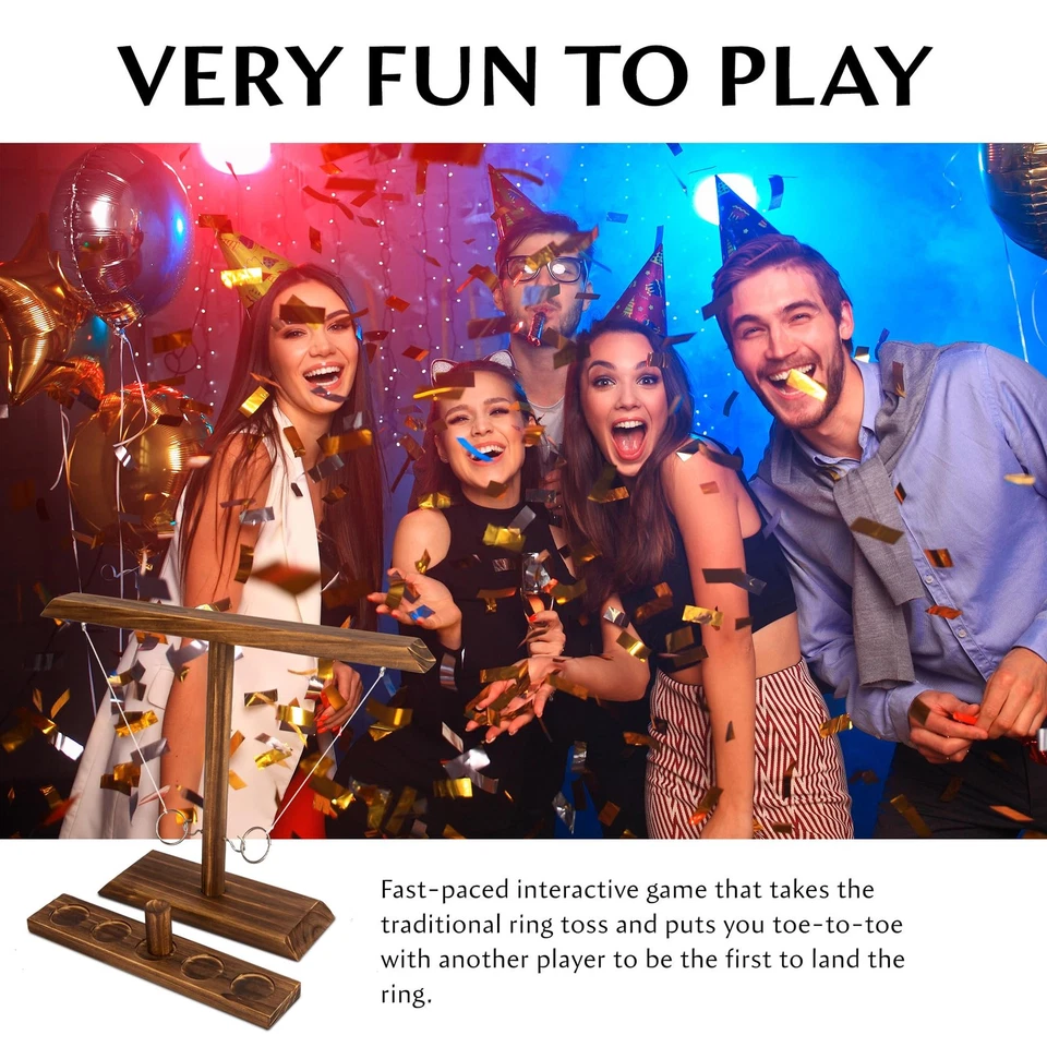 Juegos de Lanzamiento de Anillos para Adultos, Juego de Lanzamiento de Anillos, Exterior Interior Hecho a Mano Madera Ho... Foto 4 de 4