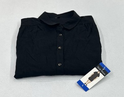 Well Worn Women's Linen Blend Casual Pockets Dress, Black, Size Large | eBay
