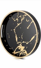 Hanobe Round Decorative Coffee Tray: Marble Pattern Serving Circle Tray