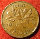 1965 Canadian Small Cent - Elizabeth II - Circulated - Actual Coin W37
