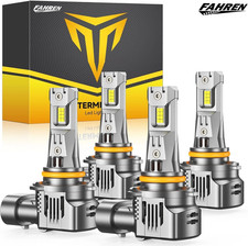 Fahren 4Pack 9005+9006 LED Headlight Bulb 180000LM High/Low/Fog Light Beam 6500K