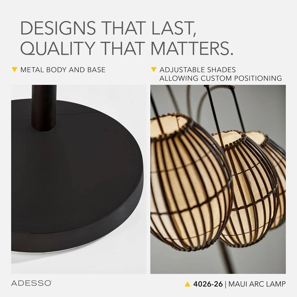 Lámpara de Pie Arco Adesso Maui | 3 Tonos Movibles, Altura Ajustable, Bronce Antiguo Foto 4 de 4