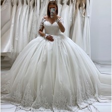 Elegant Wedding Dresses Off The Shoulder Lace Appliques Long Sleeve Bridal Gowns