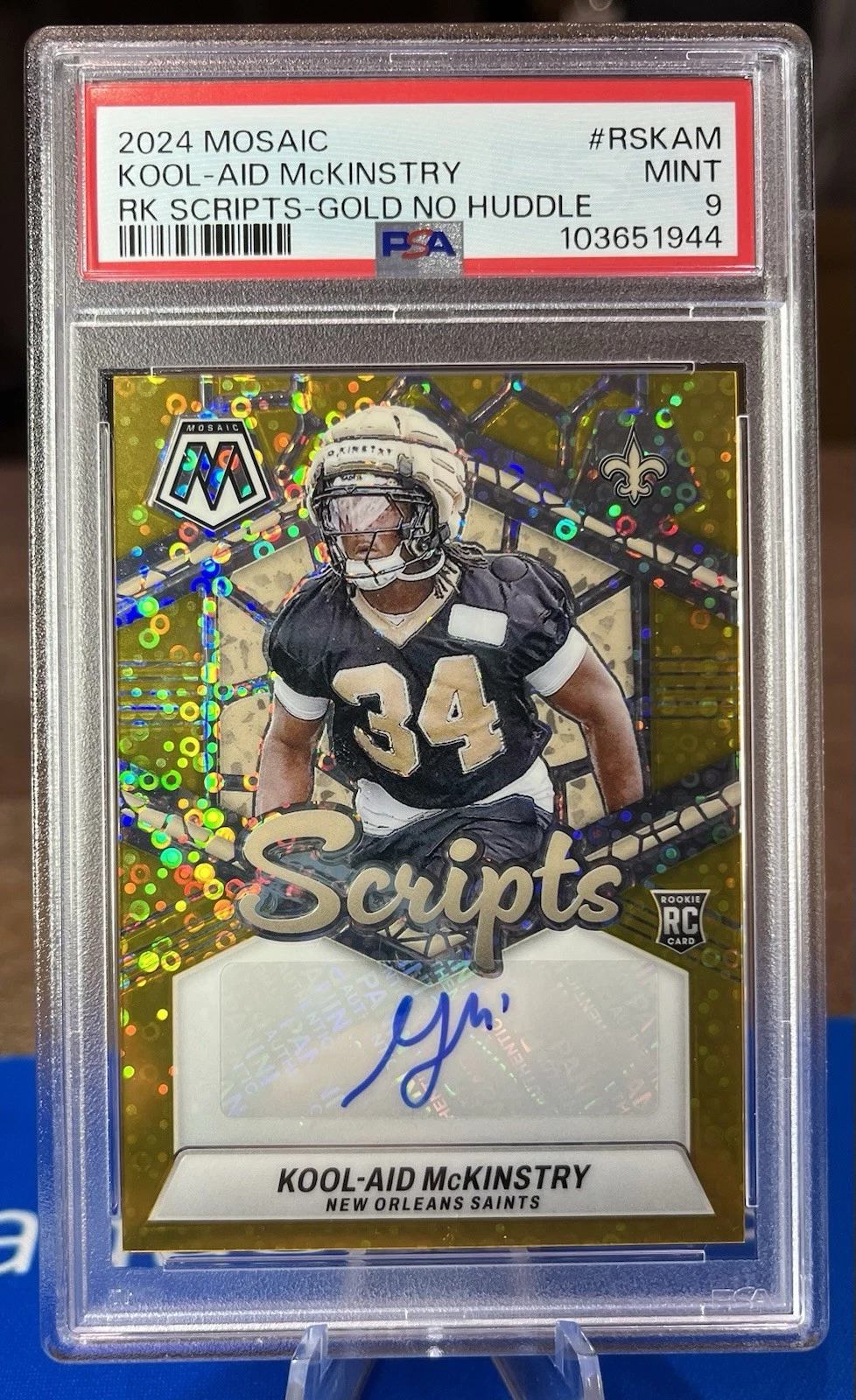 Kool-Aid McKinstry Panini Mosaic Rookie Scripts #RSKAM Gold No Huddle