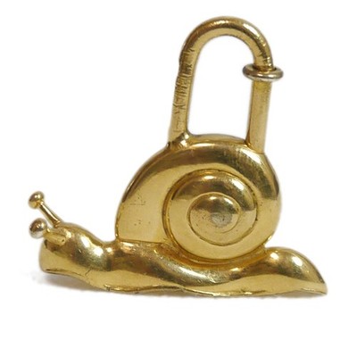 Authentic HERMES Charm Snail padlock Metallic #6718 | eBay