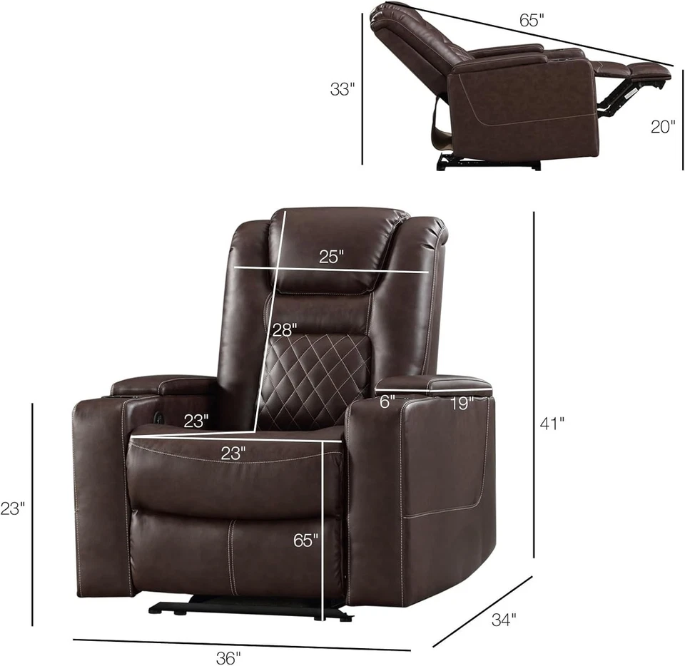 CANMOV Electric Power Recliner Chair with USB Ports and Cup Holders - Image 2 of 4