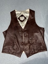 Vintage Continental Leather Fashions Brown Western Vest Men's Size 44 USA Made