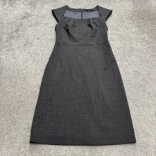 Banana Republic Wool Blend Midi Sheath Dress 00P Gray Cap Sleeve Square Neck