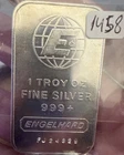 Engelhard 1oz Silver bar - Large E logo  .999+ In Protective Sleeve