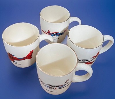 Avionics Vtg Aircraft Coffee Mugs:Navion, Cessna, Piper Apache, Beechcraft, (4)