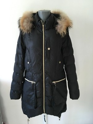Versace Jeans Couture Lange Steppjacke mit Kapuze aus Naturpelz, Wintermantel, L