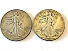 2 Walking Liberty Half Dollars ~ 1941 - 1943  90% Silver.  AF