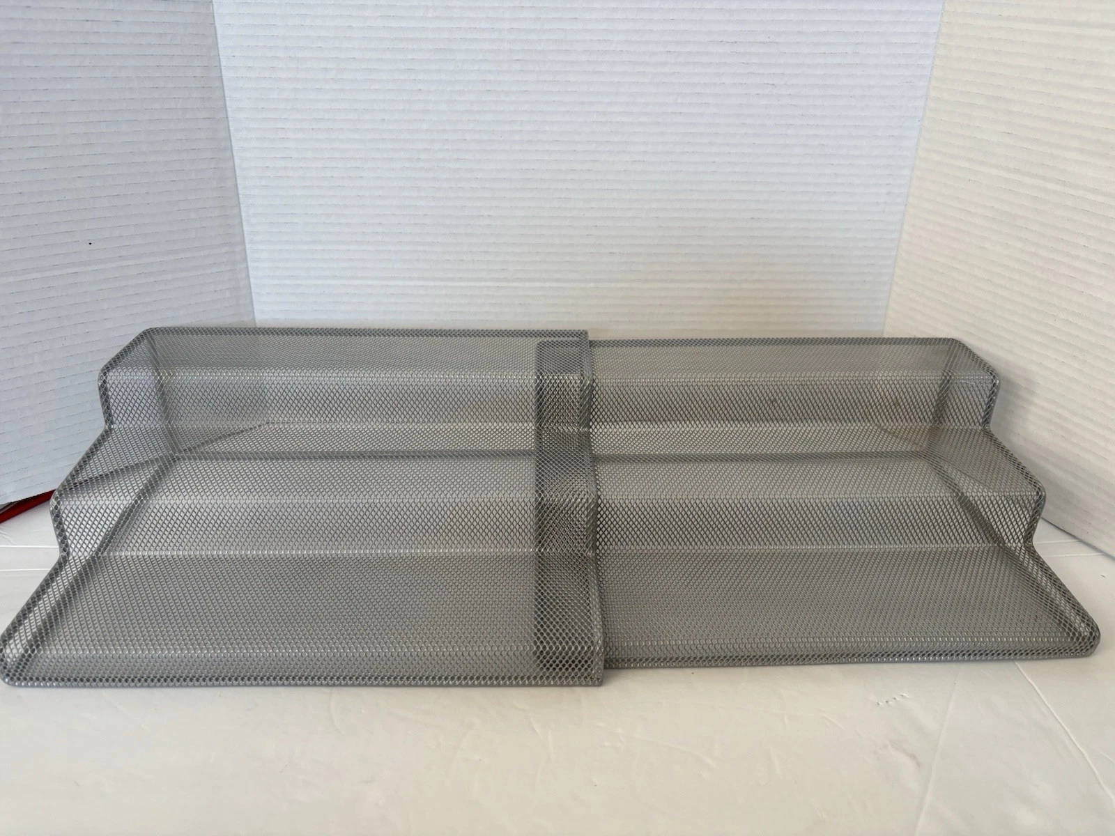 2 Piece Metal Mesh Spice Rack Expandable 3 Tier Organizer for Cabinet Gray