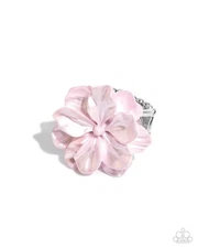 Paparazzi Floral Flex - Pink  -Shimmery Baby Pink Flower - Silver Ring