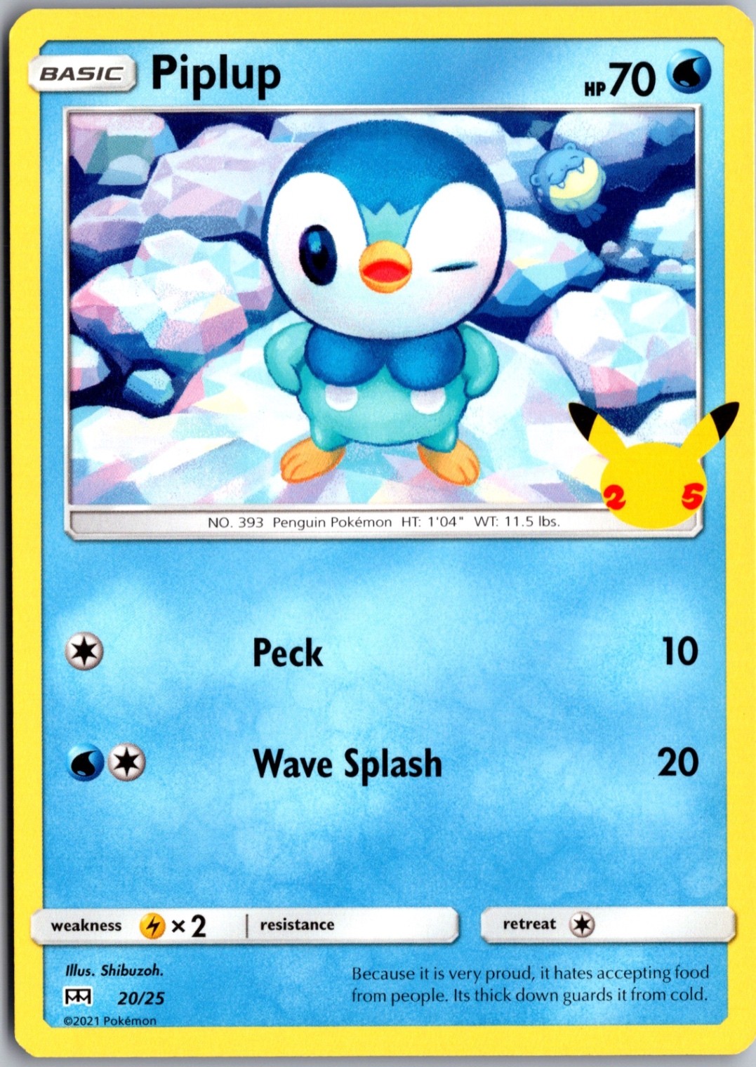 Piplup 20/25 Promo McDonald's 25th Anniversary Lightly Played Pokemon Card