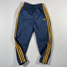 Vintage Adidas Track Pants Kids 6 Blue 3 Stripes Nylon Mesh Windbreaker Y2K