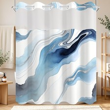 No Hook Shower Curtain with Snap in Fabric Liner Set, YLX00247