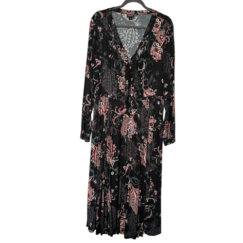 VETEMENTS Abito donna Torrid Midi Paisley 2 2X multicolore nero scollo cravatta manica lunga umore
