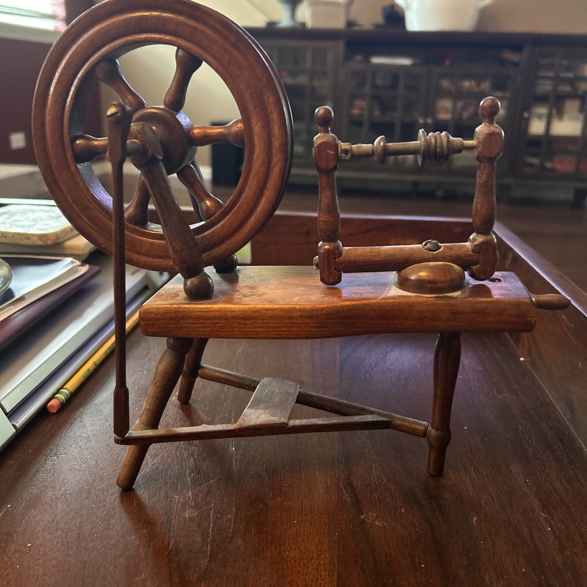 VINTAGE ANTIQUE WOODEN SPINNING WHEEL | eBay