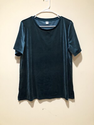 Old Navy Velvet Tee Top Bottle Green Women s Size Large Party Summer Casual