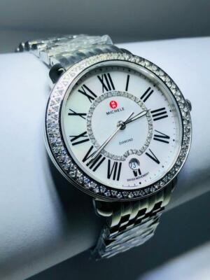 MICHELE Diamond Bezel Round Face Diamond Dial Ladies Watch