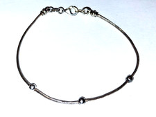 Sterling Silver - ITALY 3 Ball Bead Stationary 7" Twisted Chain Bracelet -3.2g