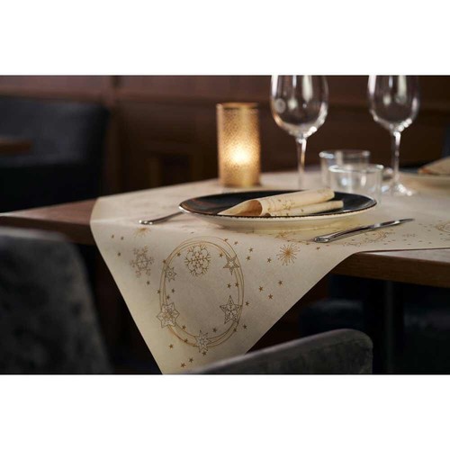 20 Stück Dunicel Mitteldecken 84x84cm Einweg Tischdecken Winter Mood creme gold - Bild 5 von 5
