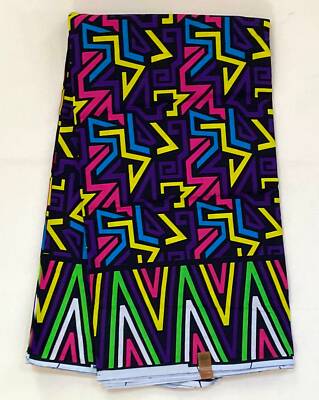 African Fabric/Ankara - Black, Purple, Green, Pink 'It Girl', YARD or WHOLESALE