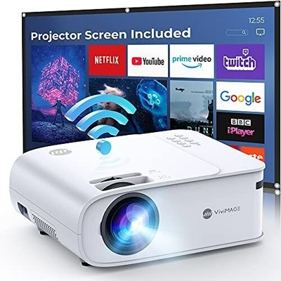 VIVIMAGE Explore 8W Native 1080P WiFi Mini Projector 7000 Lumens, HDMI, TV Stick