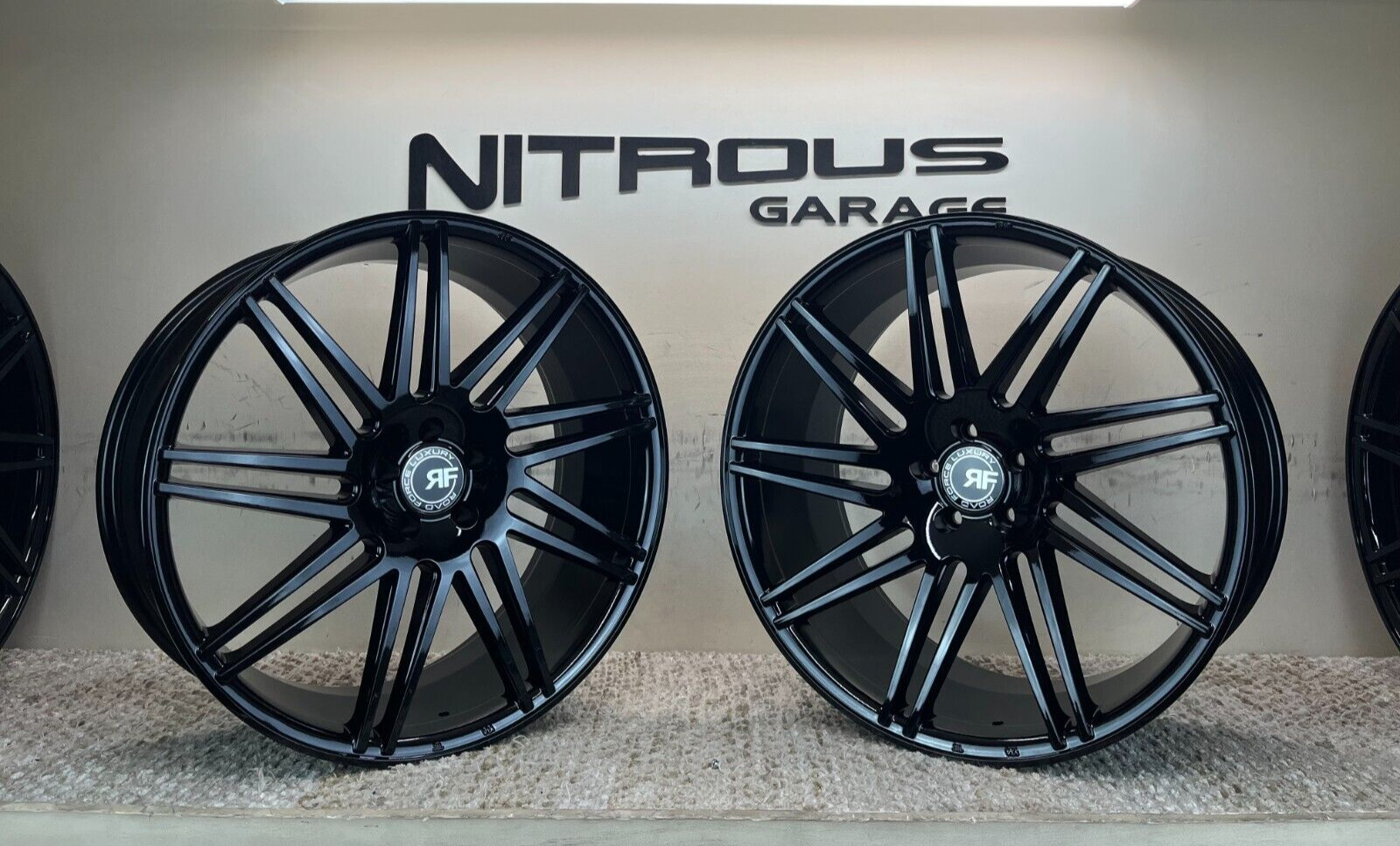 22 BLACK CONCAVE STAGGERED RF11 WHEELS FITS BENTLEY FLYING SPUR SEDAN 2003-2018