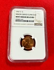 1947 S ONE CENT MINOR CURVED CLIP@10:00 MINT ERROR MS 65 RD