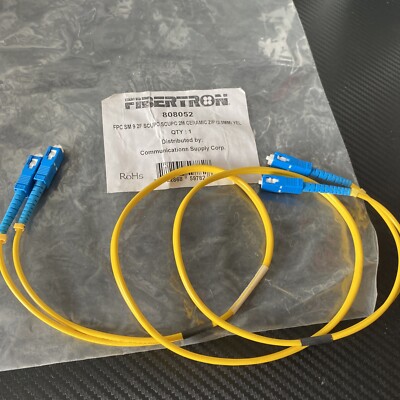 FIBERTRON 808052 Fiber Optic Zip Patch Cable New NOS 2M