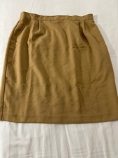 Vintage Kathie Lee Women's Brown Rear Zip Slit Pull-On Skirt Size 14 Waist 32"