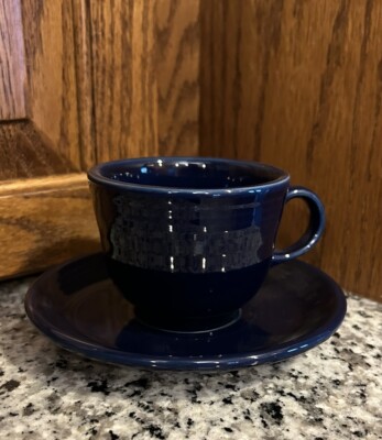 Fiesta Tea Cups 2 Piece Set Cobalt Blue Small Dainty Fiestaware Coffee Expresso