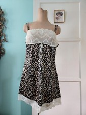 Victoria's Secret Animal Print and Ivory Lace Slip Sz L