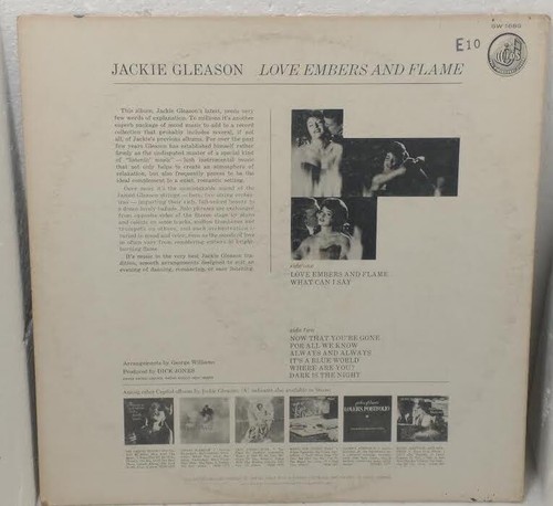 1962 JACKIE GLEASON's LOVE EMBERS&FLAME LP Capitol Stereo #SW1689 VG+StringOrch - Picture 2 of 9