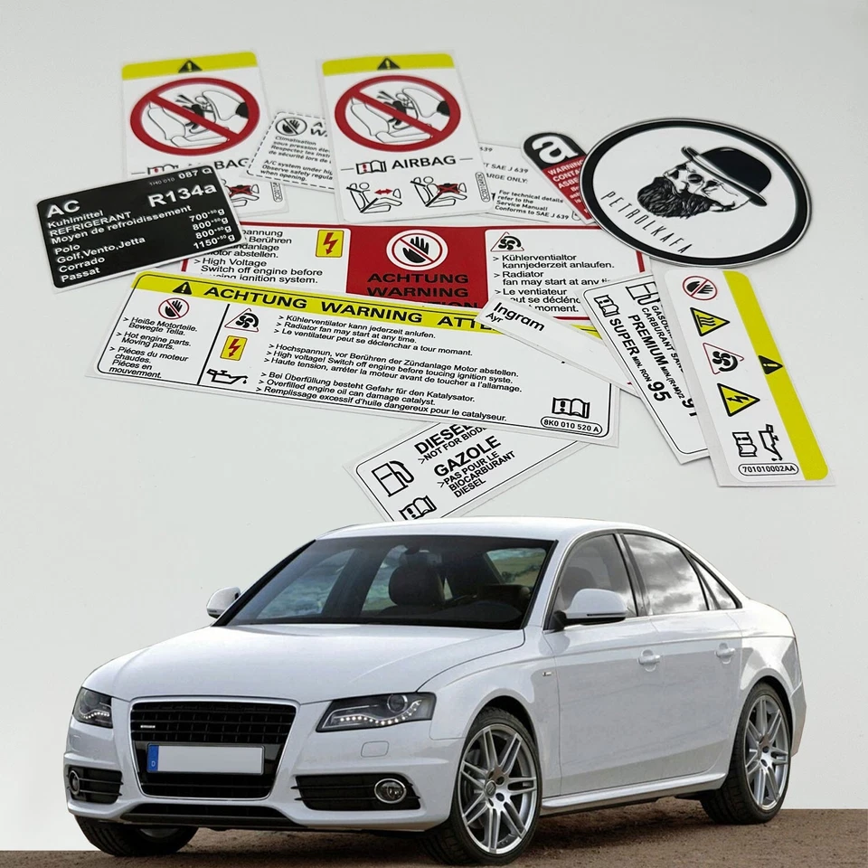 Audi A4 S4 2004-2012 Restoration Warning Caution Engine Bay Stickers Labels - Image 2 of 4