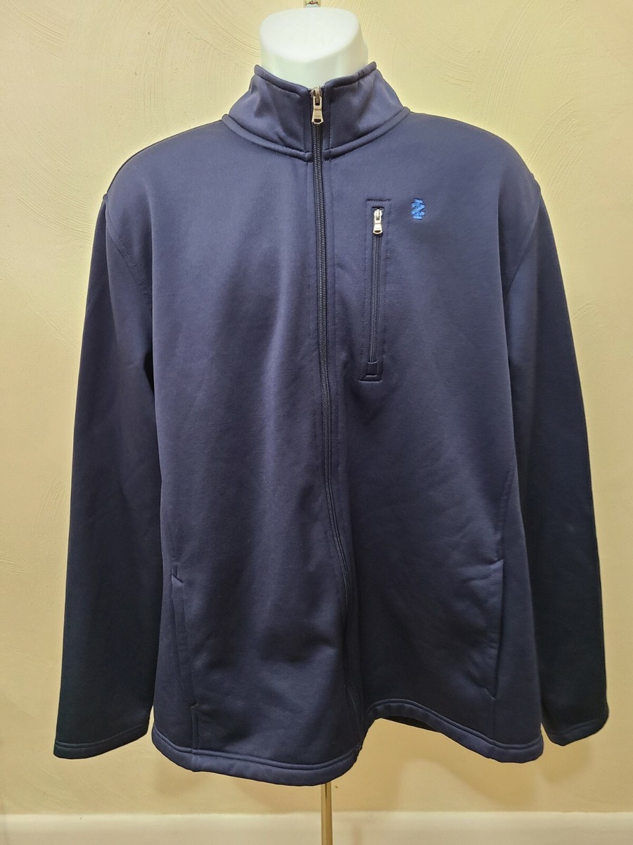 IZOD Sweater Mens Blue Spectator Fleece XL Extra Large Full Zip