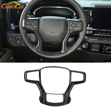 Carbon Fiber ABS Steering Wheel Cover Trim For Chevy Silverado Suburban 2019+