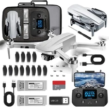 Drone with Camera 4K HD GPS WiFi Live Video Brushless Motor Foldable 2 Battery