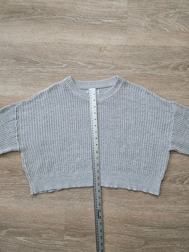Aeropostale Cropped Ribbed Knit Crewneck Sweater Gray Size Small Long Sleeve - Picture 5 of 11