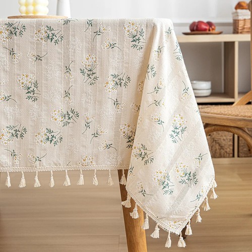Gänseblümchen Baumwolle Blumenmuster Spitze Tischdecke rechteckig Tischabdeckung für Hochzeit Esszimmer - Bild 7 von 26