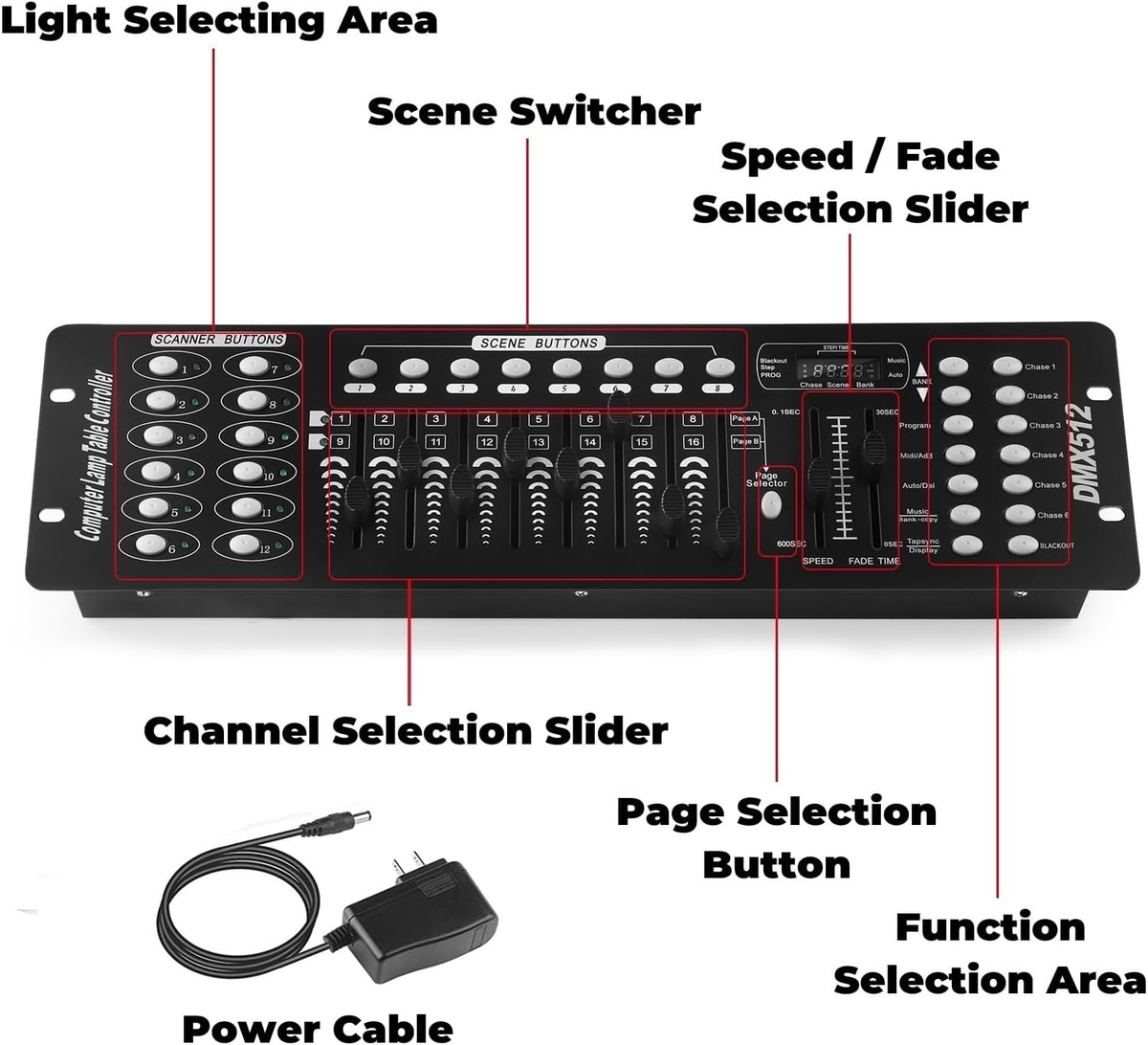 DMX Controller, 192 Channel DMX 512 Light Controller DMX Console