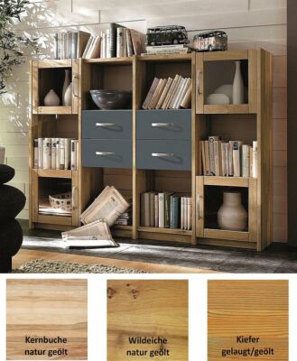 Massivholz Bücher-regal geölt Highboard Kommode Büro-schrank Anrichte Sideboard