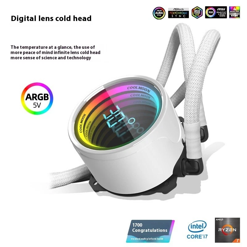 Coolmoon 240 All-in-One Water-Cooled Digital Display CPU Cooler ARGB Infinity Le - Image 3 of 4